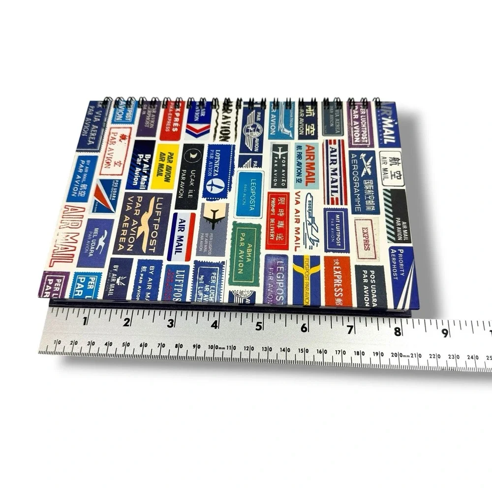 AIR MAIL Par Avion NOTEBOOK Journal Spiral Bound HC 63 Blank Pgs Chronical Books